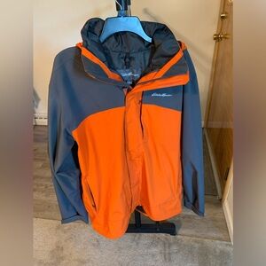 Eddie Bauer- Weatheredge Plus/ Zippered Jacket/ Size-Large/ Orange/dark gray
